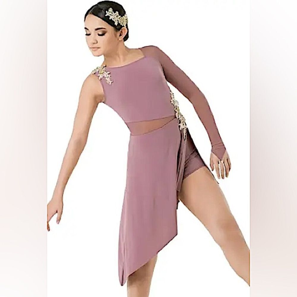 Weissman dance costume LOVE ME AGAIN 10156 Asymmetrical lavender mauve LC child
